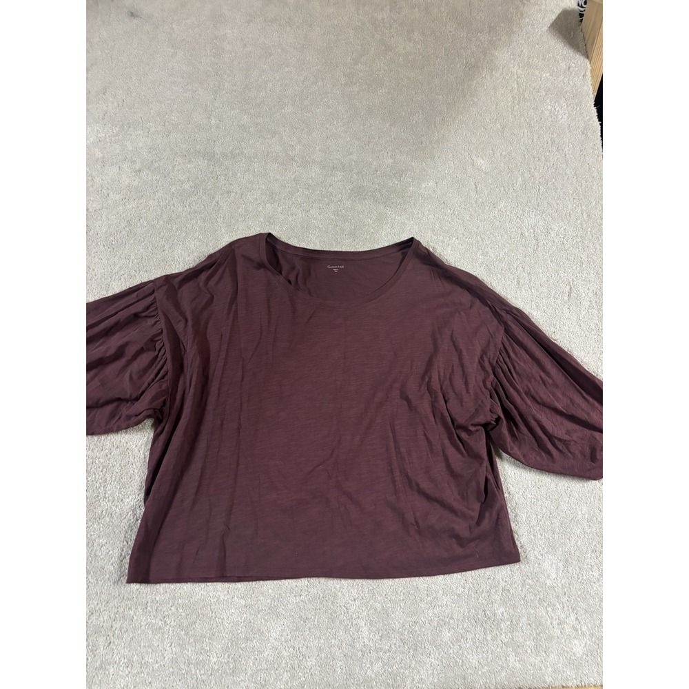 Garnet Hill Burgundy Wide-Sleeve Cotton Tee